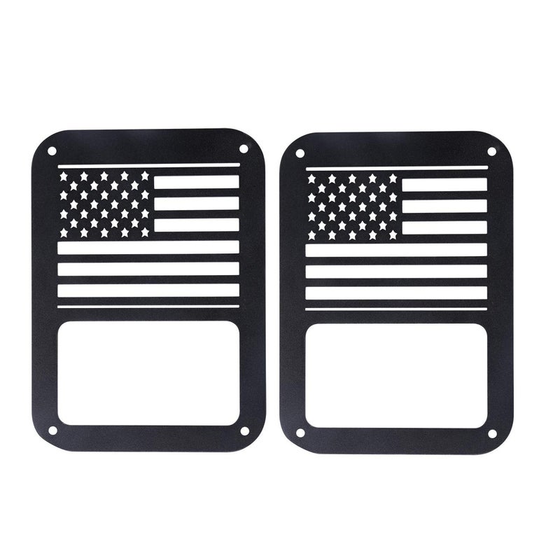 Hooke Road JK Tail Light Cover Taillight Guard US Flag Cage Compatible with Jeep JK Wrangler & Wrangler Unlimited 2007-2018 - Pair (Black,Old Glory) - Image 4